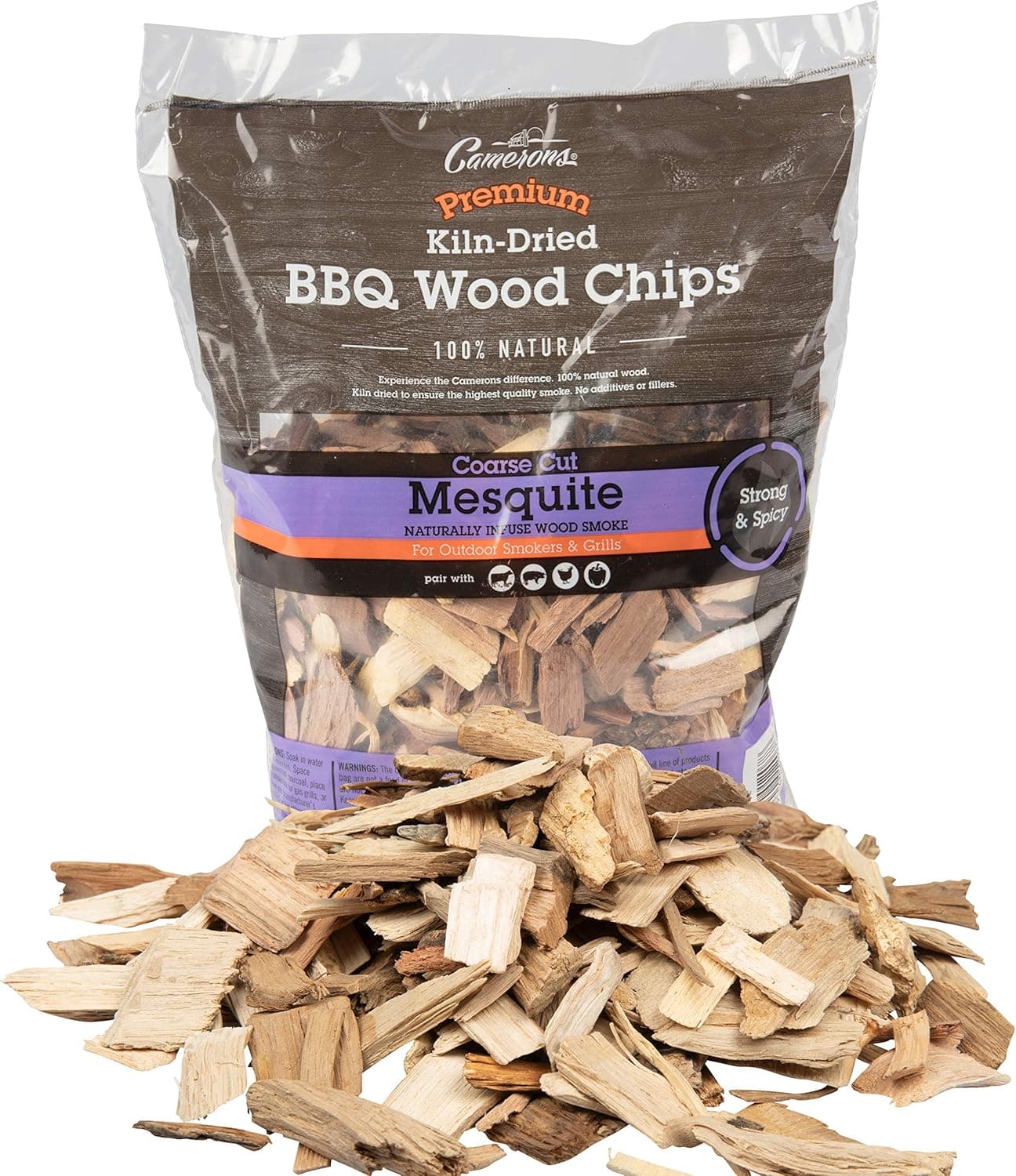 Camerons All Natural Mesquite Wood Chips for Smoker 260 Cu In Bag