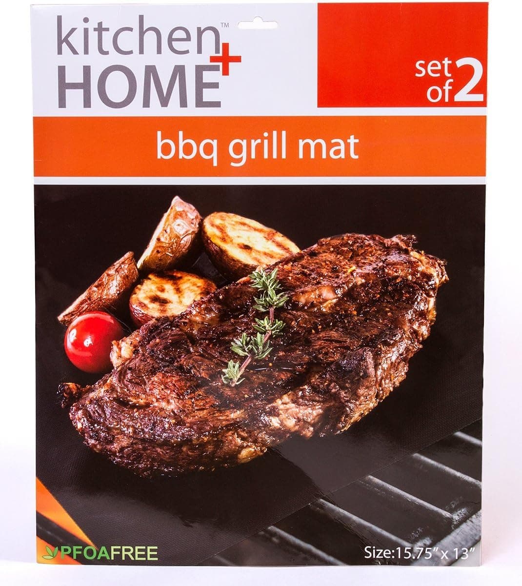 Kitchen Home BBQ Grill Mats, 100% Non-stick, Heavy Duty, 15.75 x 13, Set of 2