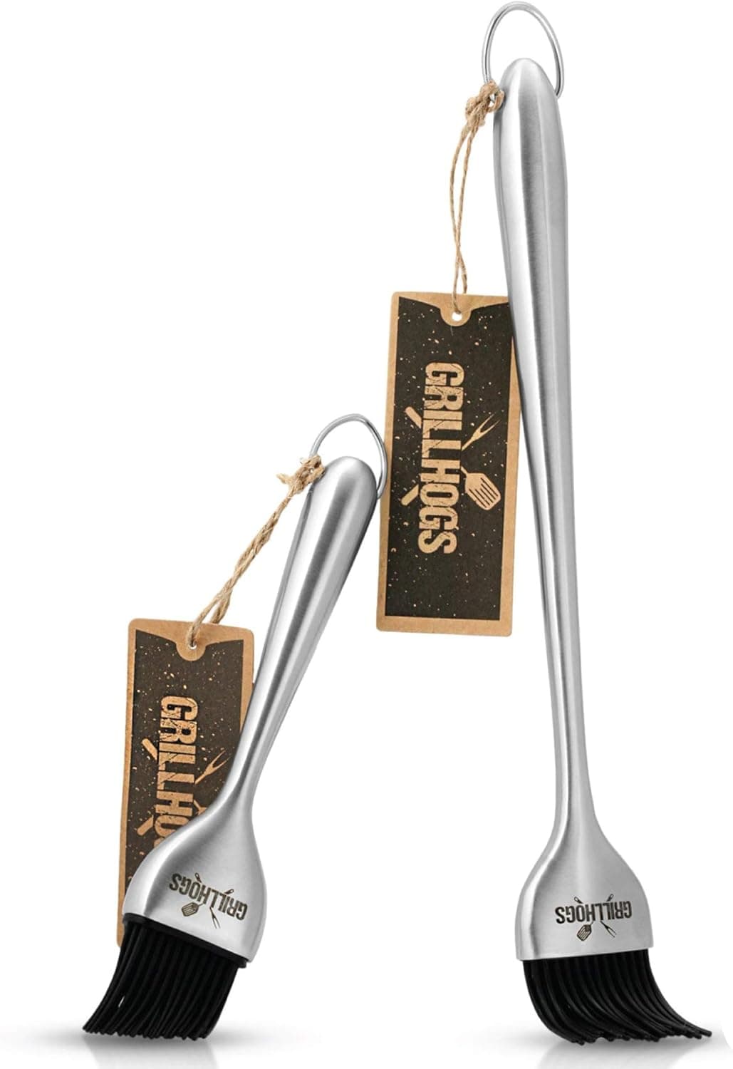 GRILLHOGS Silicone Sauce Basting Brush, Set of 2 (7.5" & 12")
