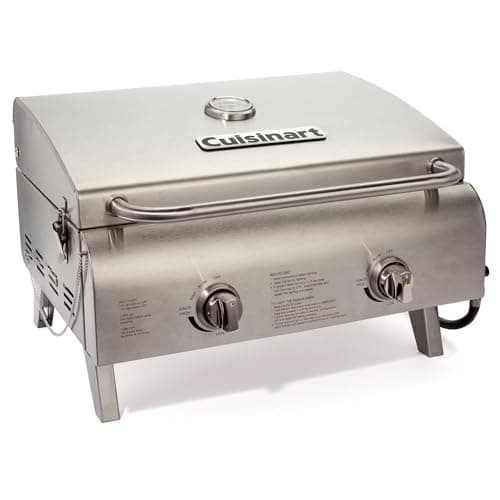 Cuisinart Outdoor Gas Grill, 20,000 BTU, Portable, 2-Burner | 22-lb propane grill for camping, tailgate, and BBQ cooking with electronic ignition and independent control knobs, CGG-306