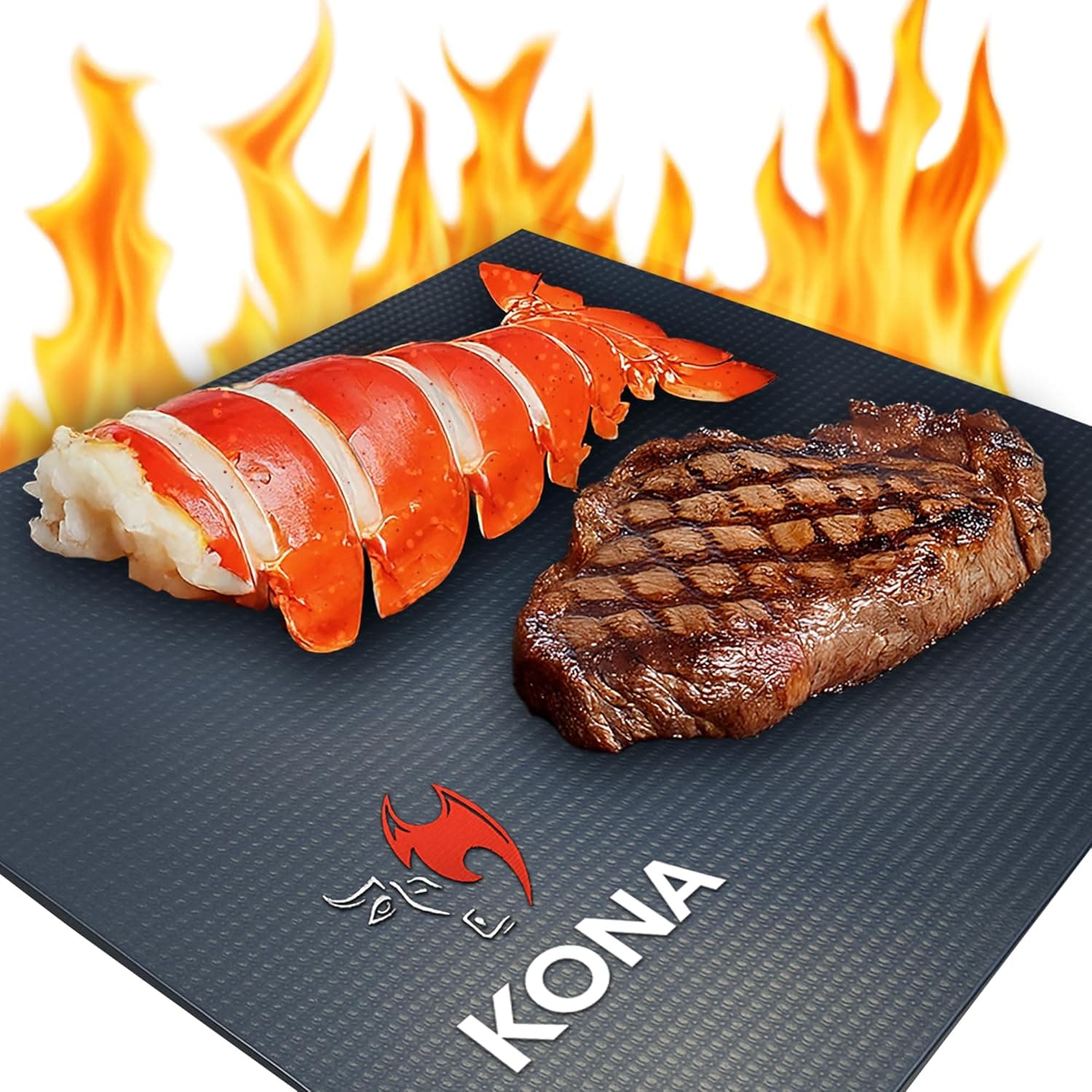 Kona BBQ Grill Mats, Heavy Duty 600F, PFOA-Free, Set of 2