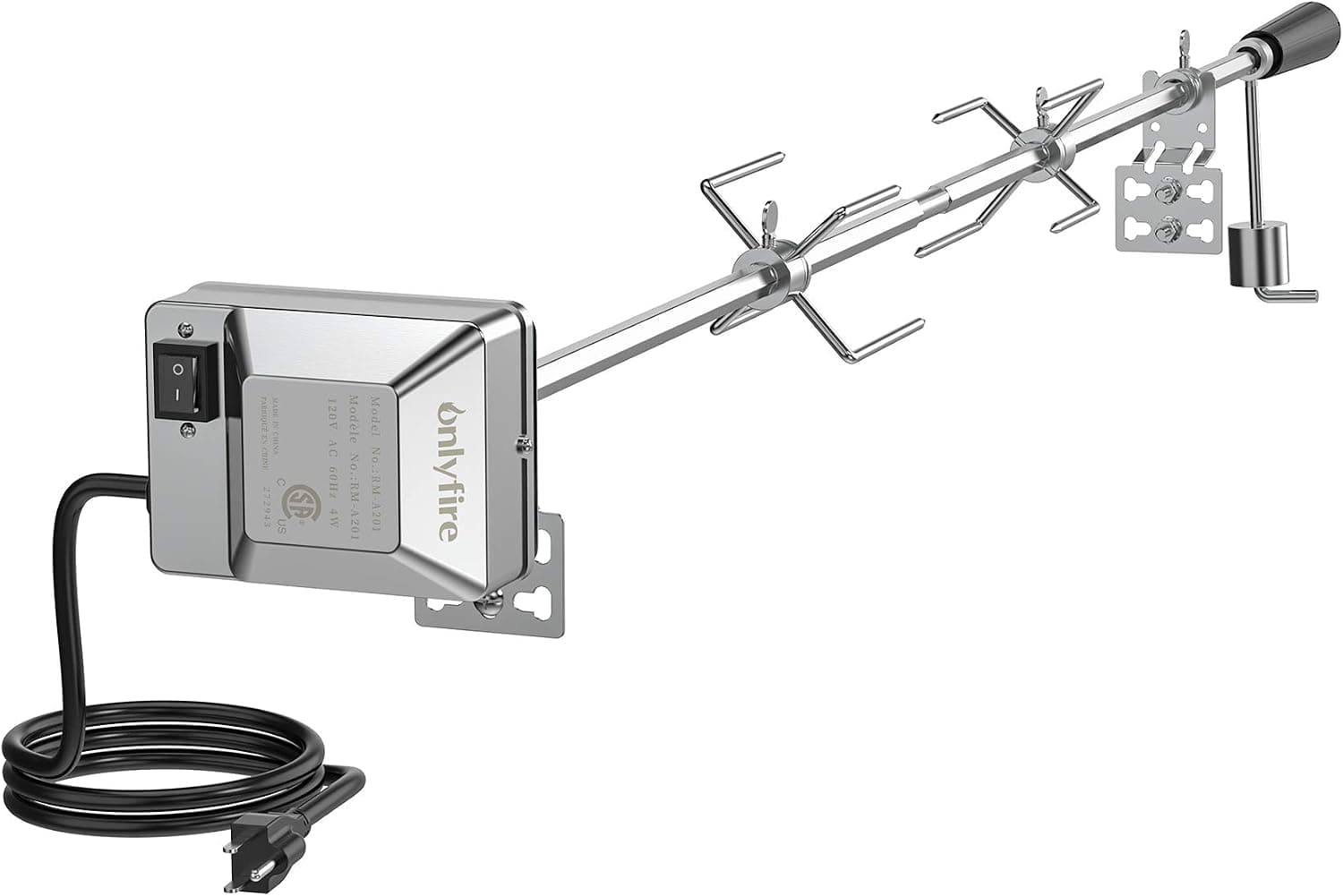 onlyfire Universal BBQ Grill Rotisserie Kit, 110V Motor, 45 x 1/2 Hexagon Spit Rod