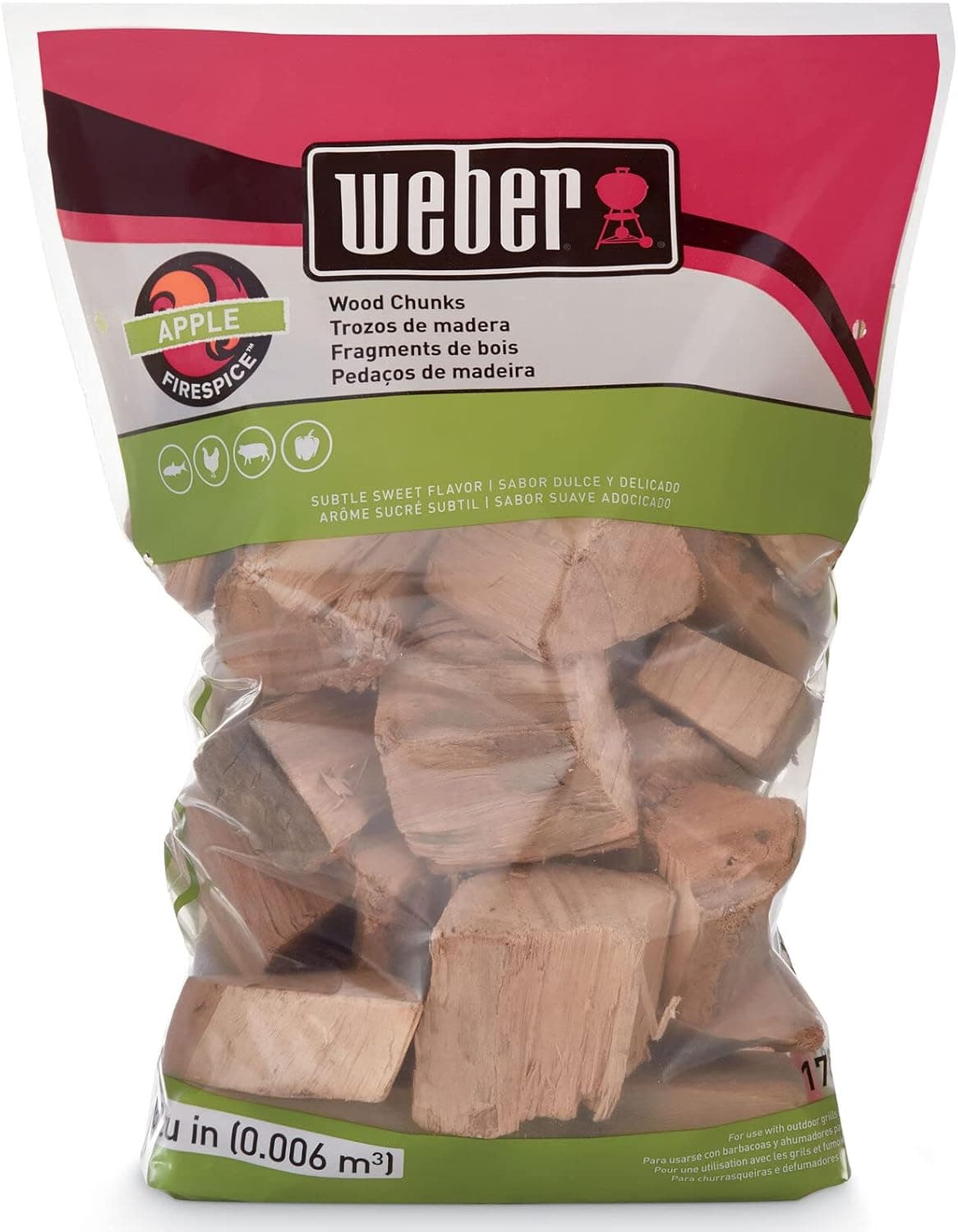 Weber Apple Wood Chunks Outdoor Cooking Fuel 4 lb