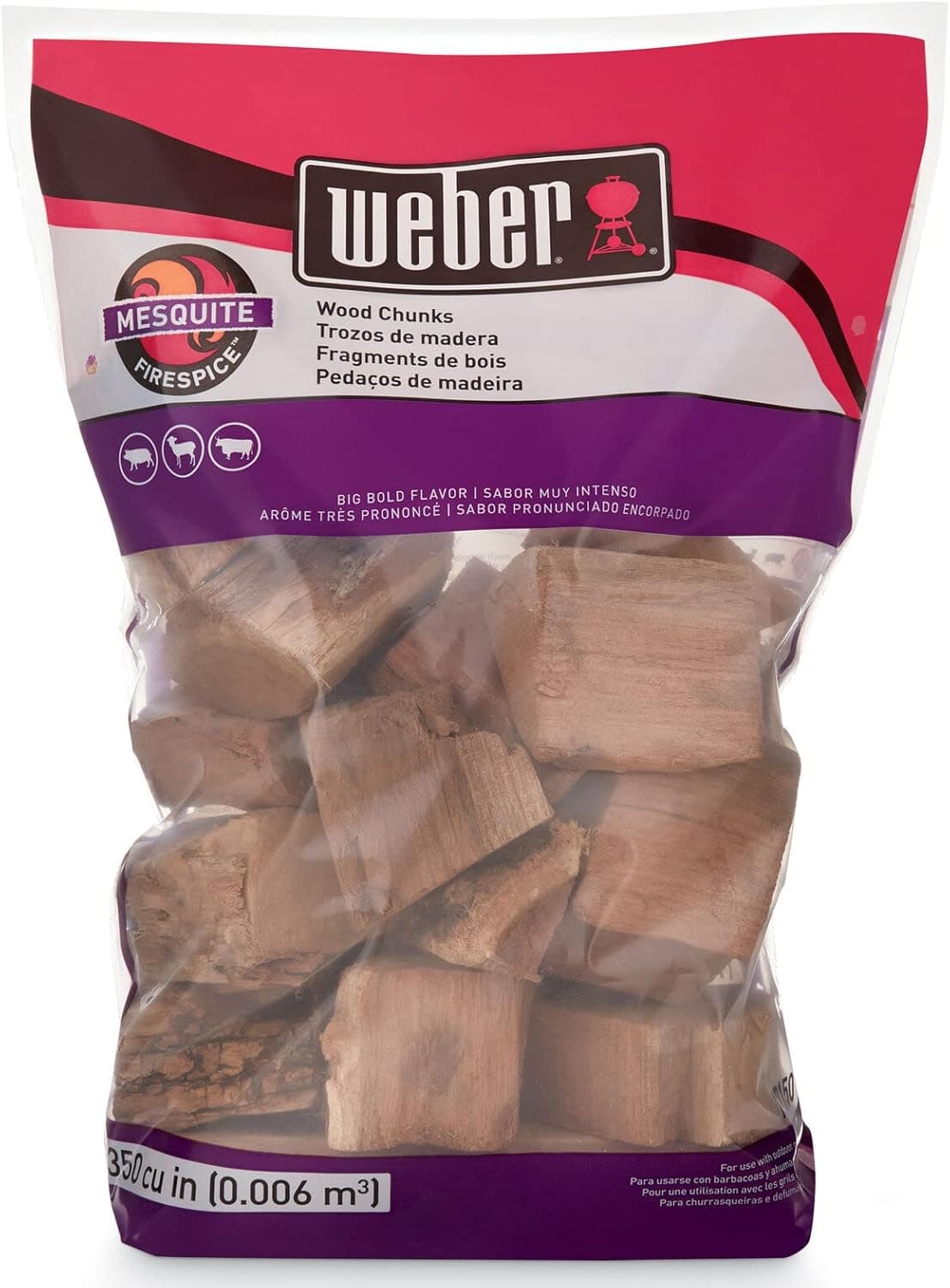 Weber Mesquite Wood Chunks Outdoor Cooking Fuel 4 lb