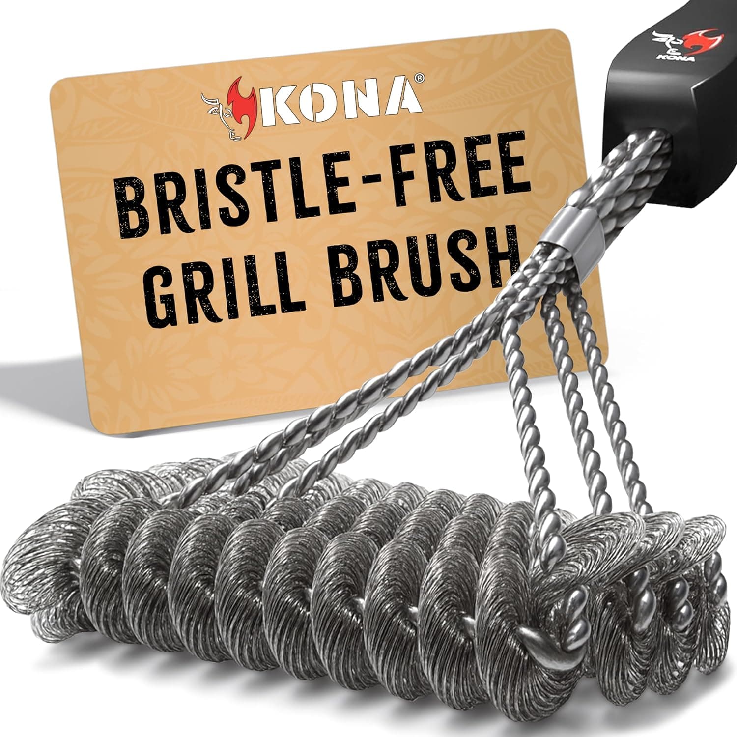 Kona Safe/Clean Grill Brush Bristle Free Rust Resistant Stainless Steel