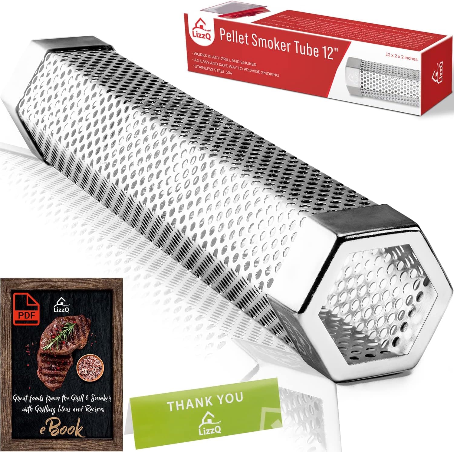 LIZZQ Premium Pellet Smoker Tube 12 inches, 5 Hours