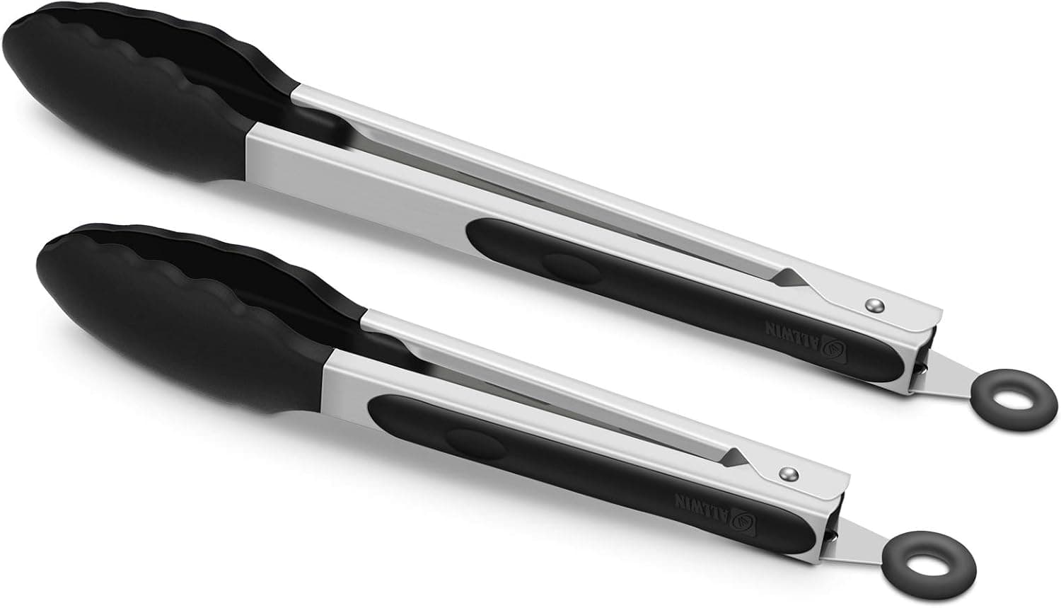 2 Pack Silicone BPA Free Stainless Steel BBQ Grilling Locking Tongs 9" & 12"