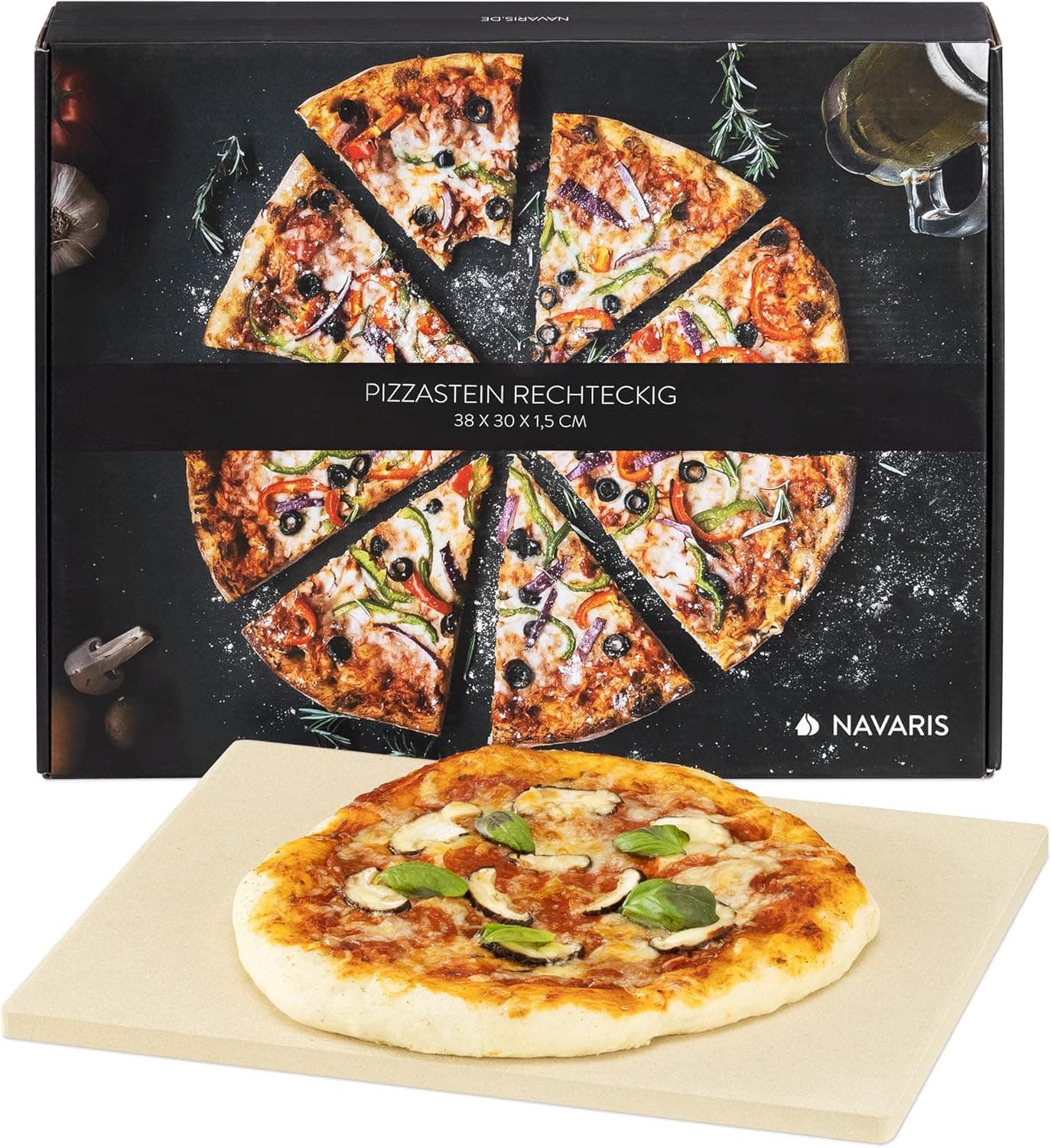 Navaris XL Rectangular Cordierite Pizza Stone 15 x 12