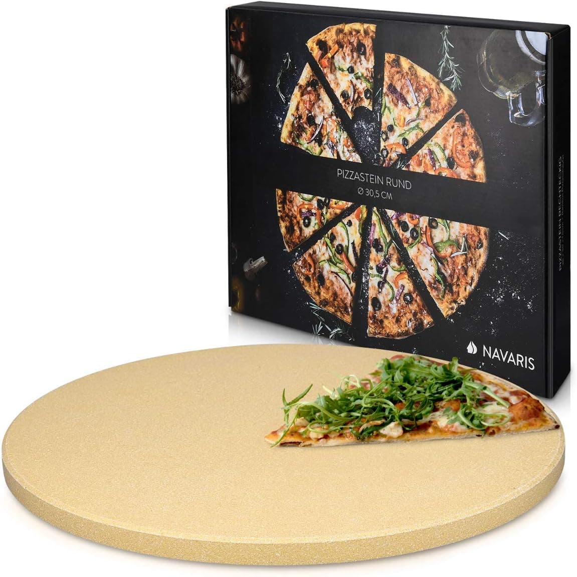 Navaris XL Round Cordierite Pizza Stone 12"
