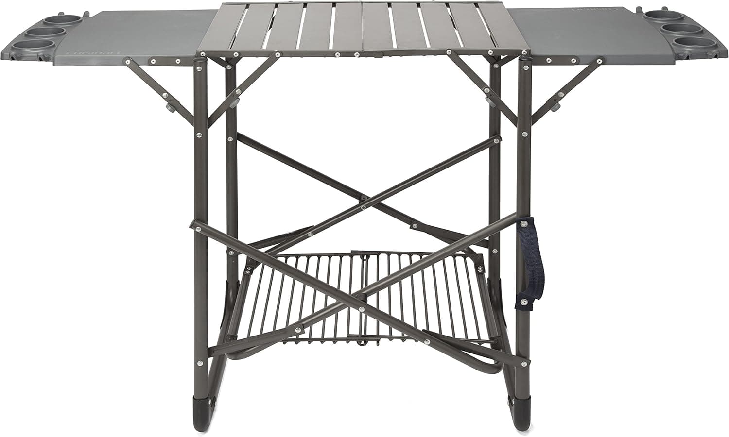 Cuisinart Take Along Grill Stand, Lightweight Portable Folding Table with Side Tables, Cup Holders, Hooks