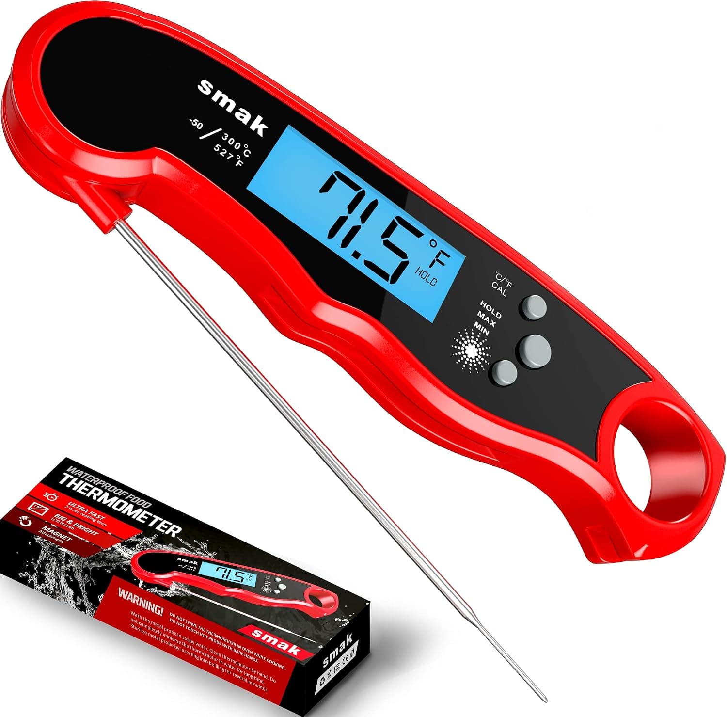 Digital Instant Read Meat Thermometer Waterproof Super Fast with Backlight LCD
