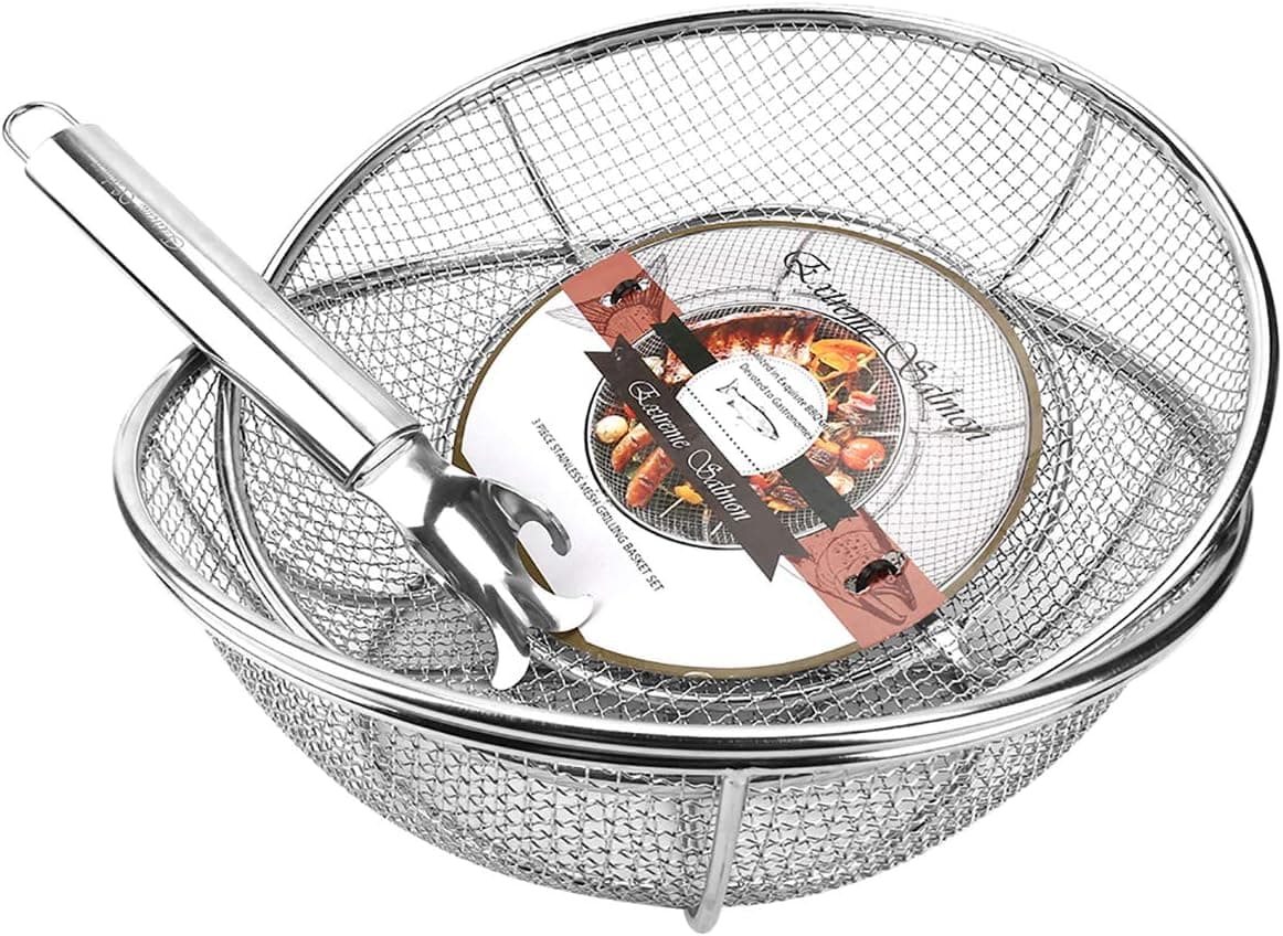 Heavy Duty Barbecue Grilling Basket Stainless Steel Veggie Grill Topper