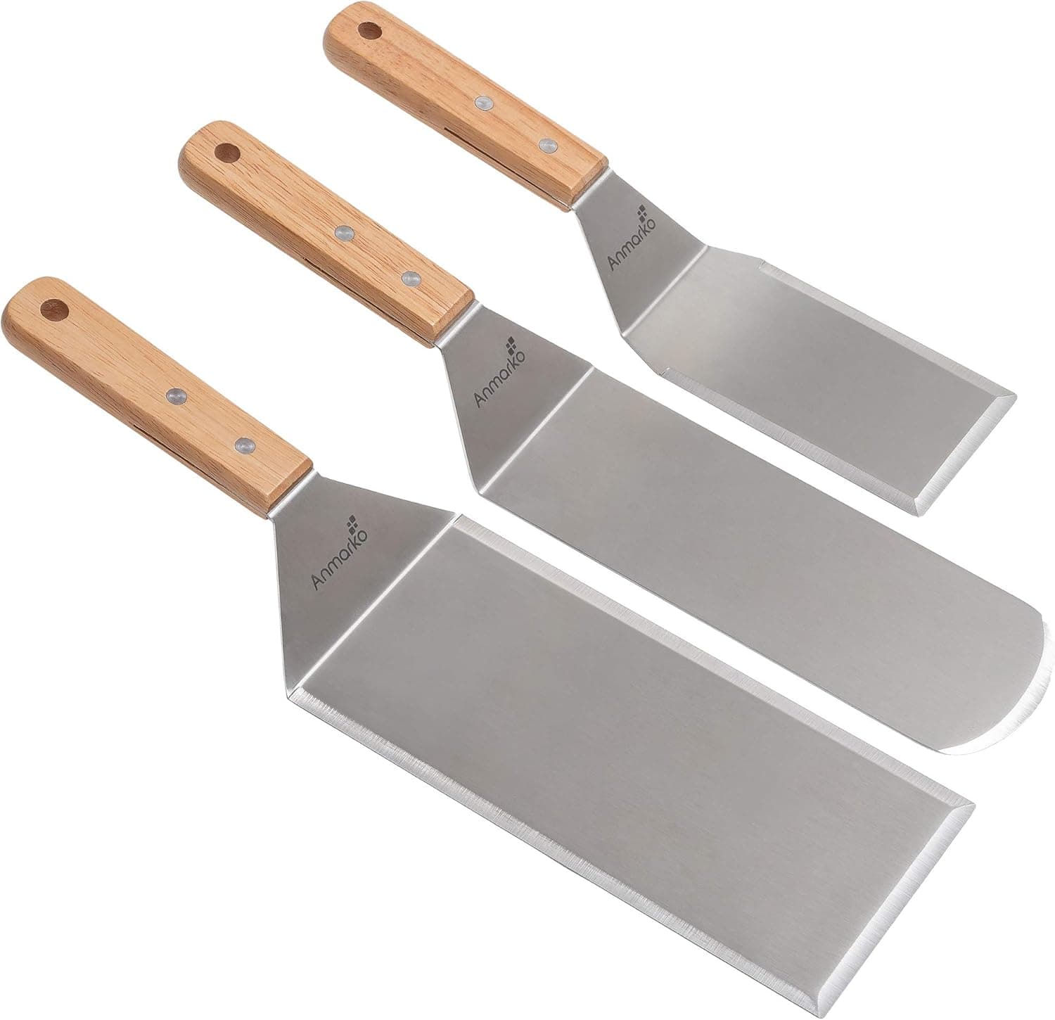 Metal Spatula Set Stainless Steel Hamburger Turner Griddle Flipper Scraper