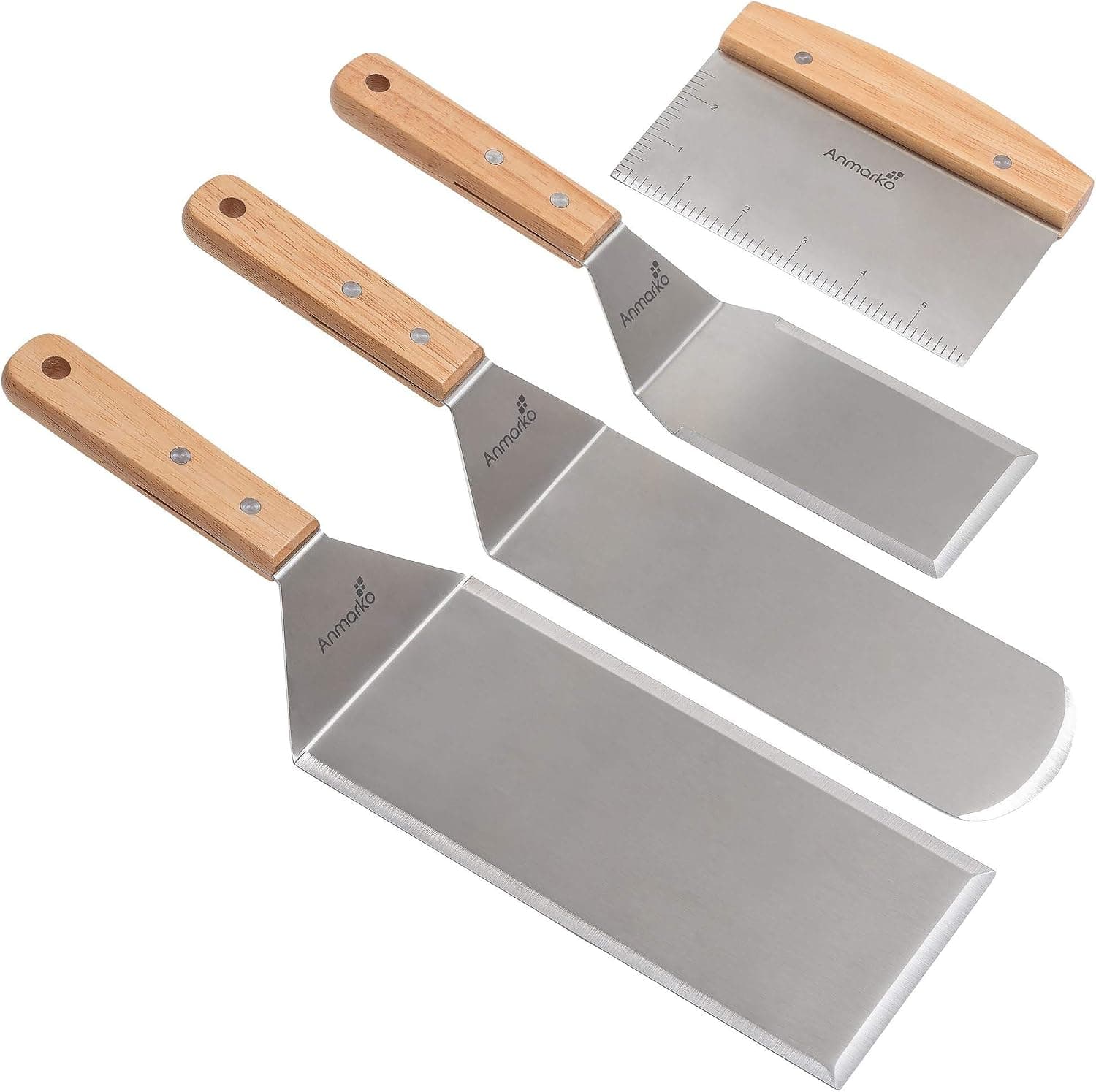 Stainless Steel Metal Spatula Set - Teppanyaki Griddle Scraper Pancake Flipper