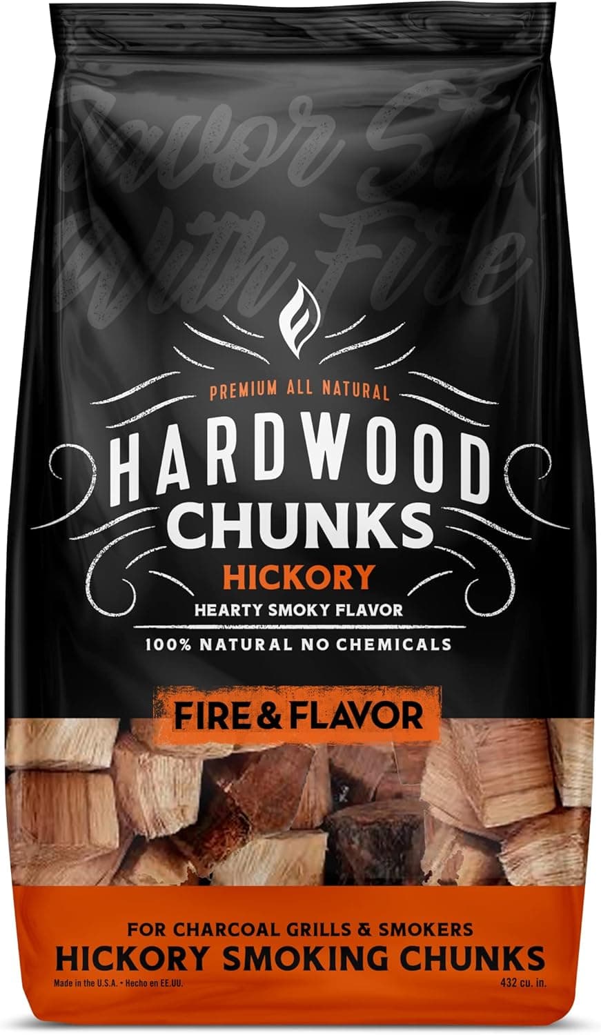 Fire & Flavor Hickory Wood Chunks for Smoking and Grilling