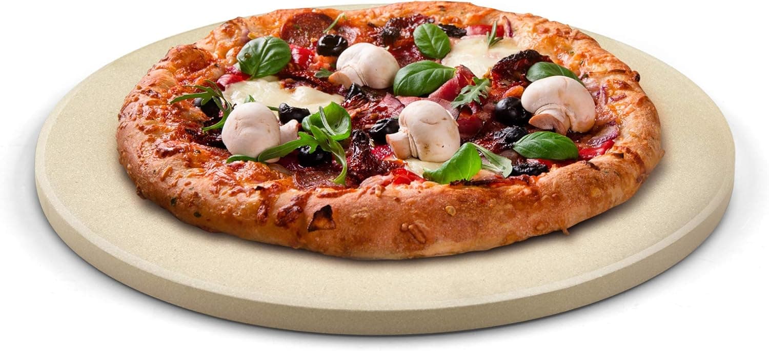 Cook N Home Cordierite 16-Inch Round Pizza Baking Stone with Scraper