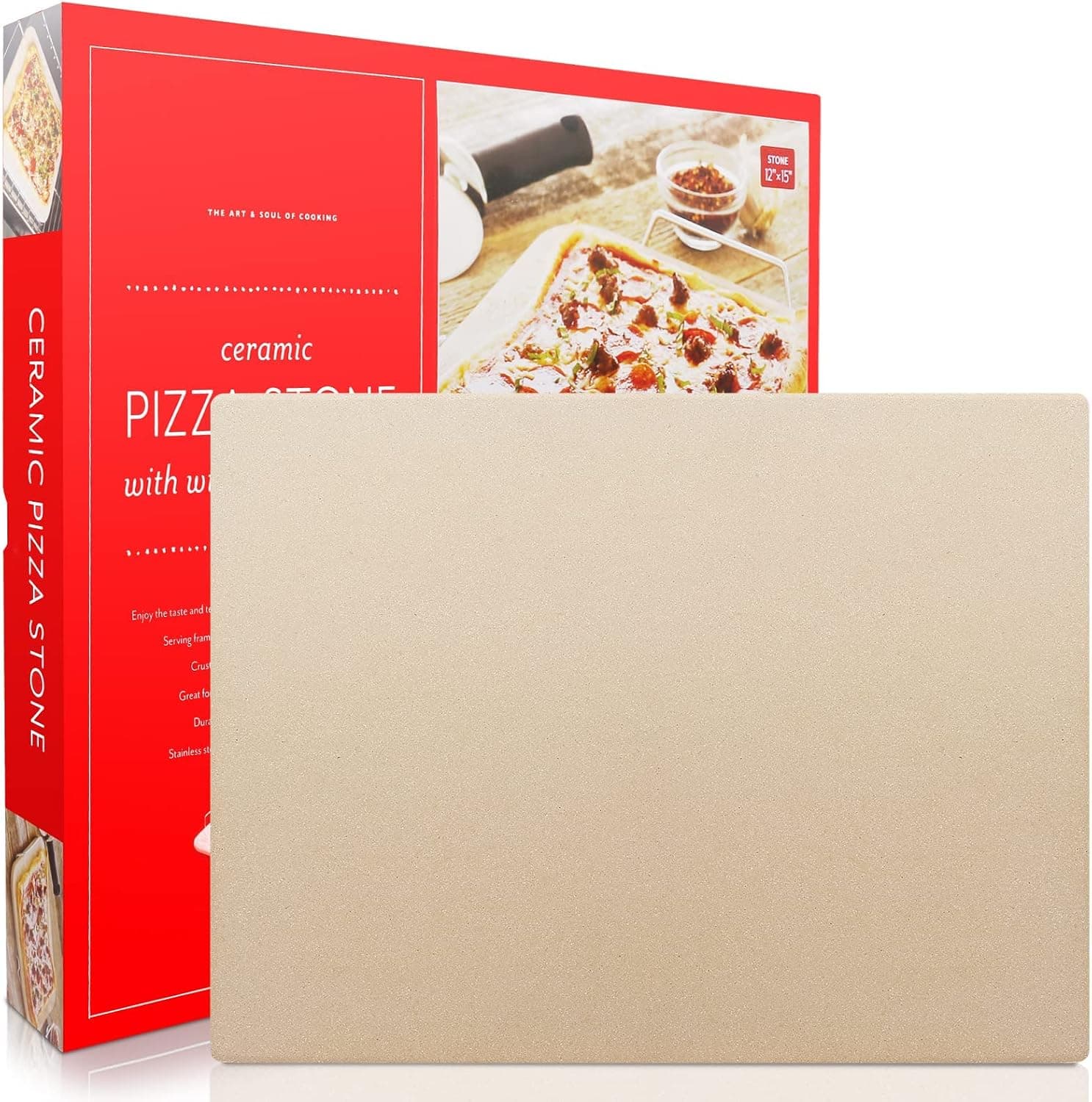 Heavy Duty Cordierite Pizza Grilling Stone 15x12 Inch Rectangular