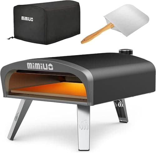 Mimiuo 12" Gas Pizza Oven Outdoor 33Lbs - 60S Bake, w/Stone, Peel & Cover