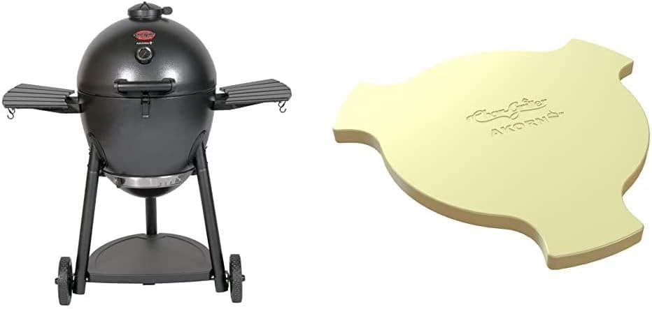 Char-Griller Kamado Charcoal Grill, Graphite, with Ceramic Smoking Stone