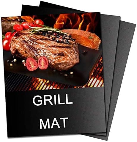 BBQ Grill Mat, 100% Non-Stick, Set of 2 Heavy Duty Black (0.3mm)