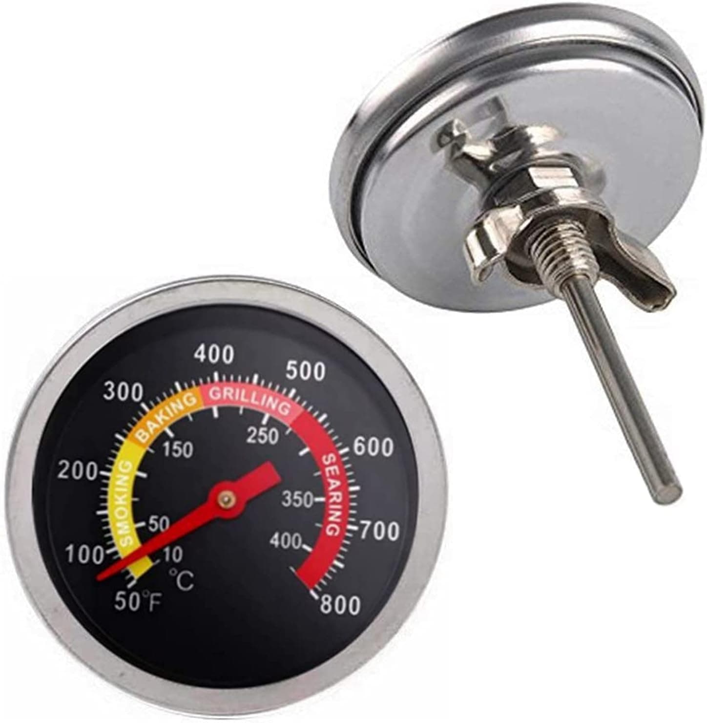 2 pcs BBQ Grill Temperature Gauge Charcoal Pit Grill Smoker Thermometer