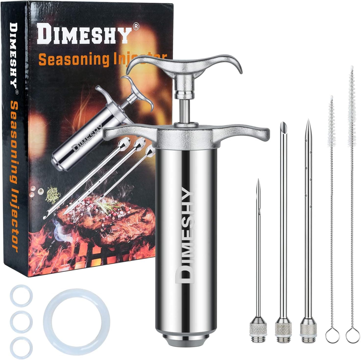 Heavy Duty 304 Stainless Steel Meat Injector Kit 2-oz Barrel w/ 3 Needles