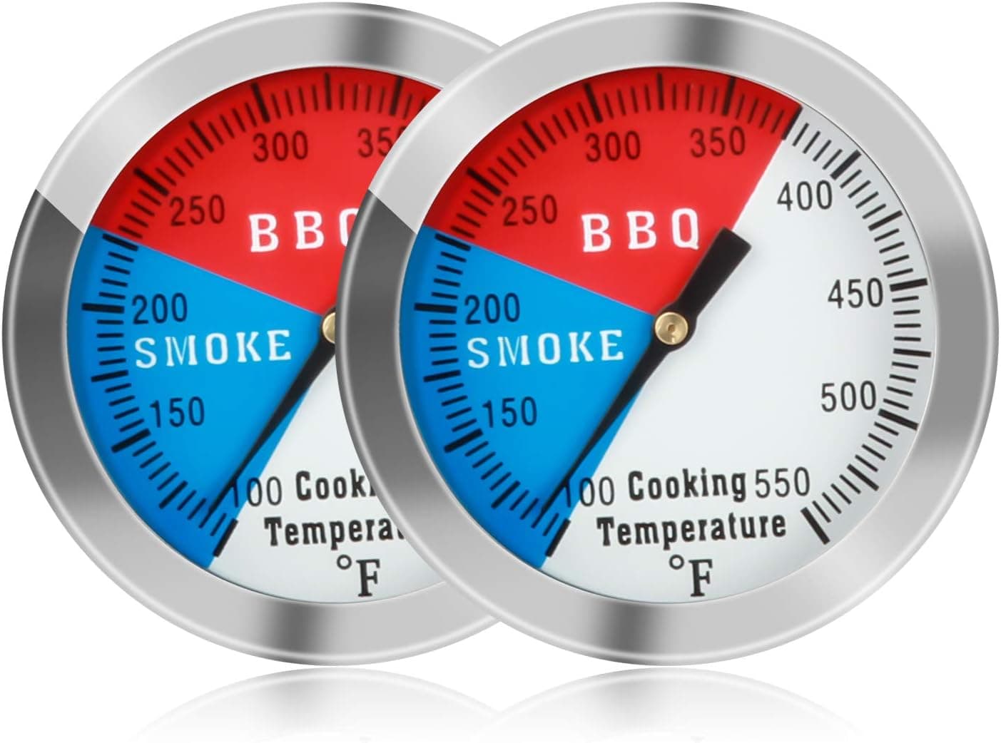 BBQ Thermometer Temperature Gauge 2Inch Stainless Steel Charcoal Grill Smoker 2-Pack