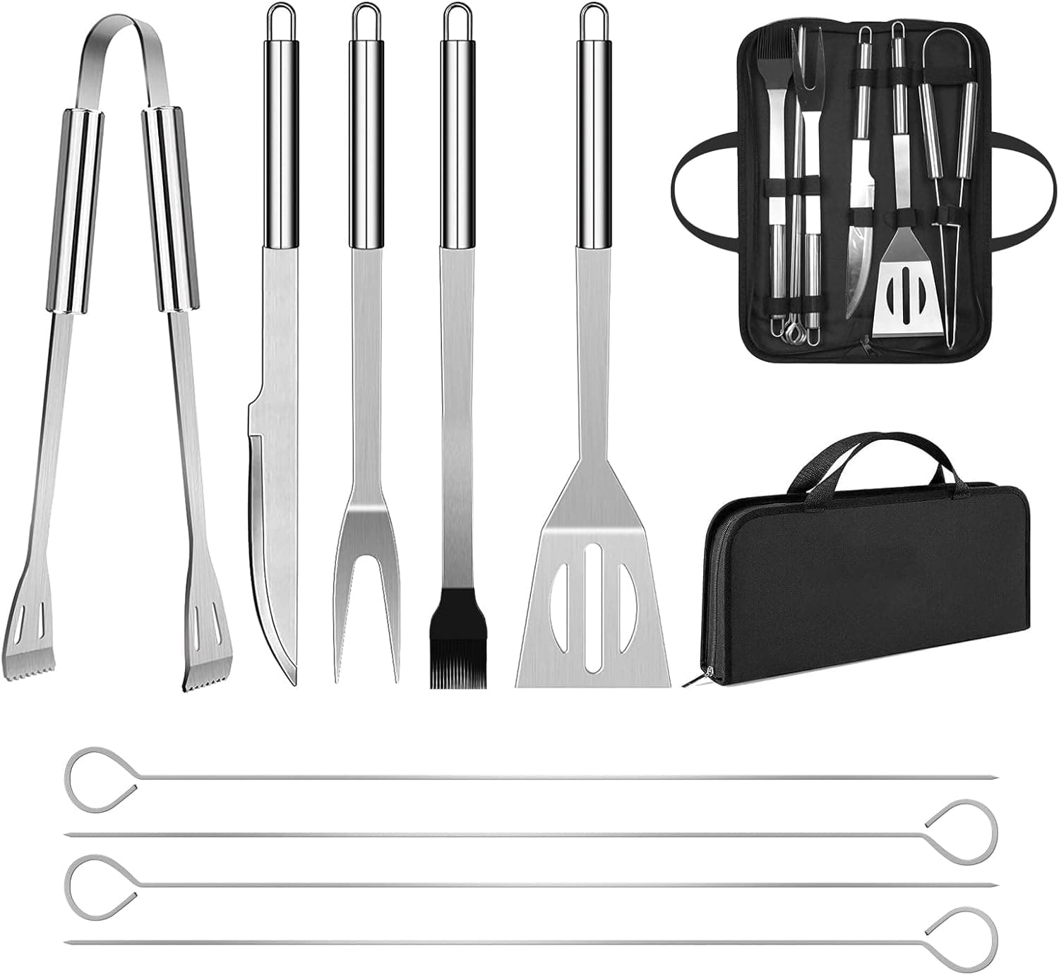 BBQ Utensil Set Stainless Steel Professional Barbecue Accessories w/ Bag