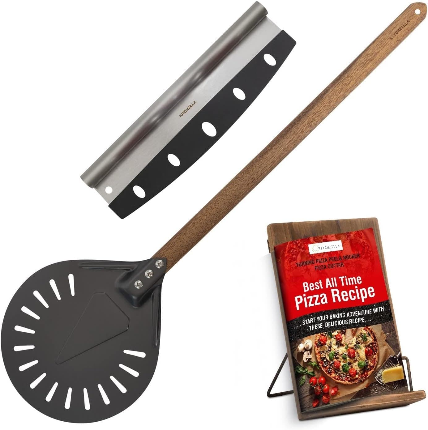 Kitchen Z Peel & Rocker Cutter Pizza Turning Peel, 9 inch, Dark Gray
