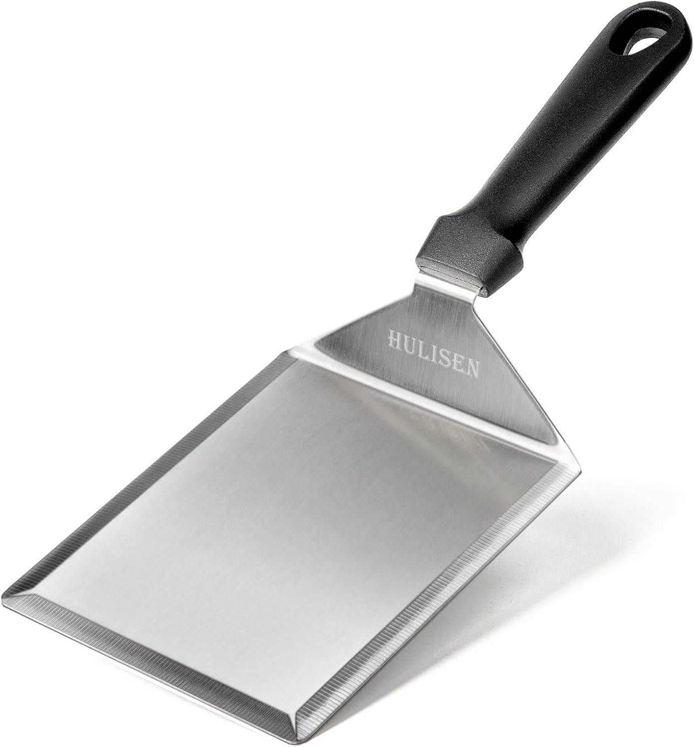 HULISEN Stainless Steel Large Grill Spatula 6 x 5 Inch Heavy-Duty with Cutting Edges