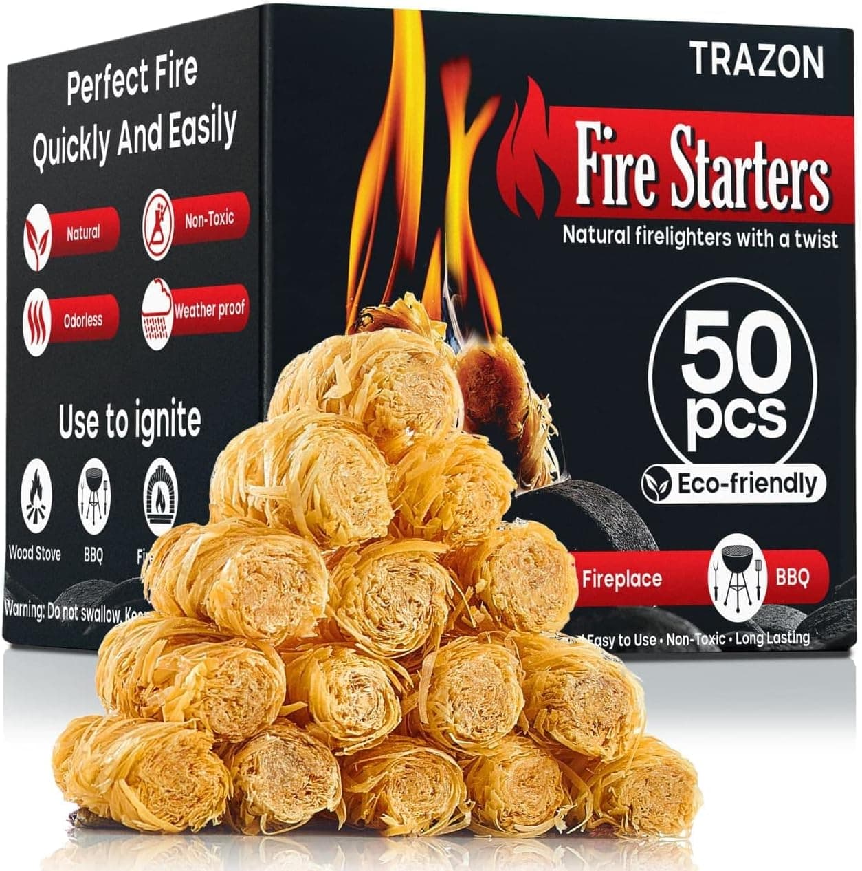 All Natural Wood Fire Starters Fatwood Sticks for Charcoal Grill BBQ Chimney Wood Stove