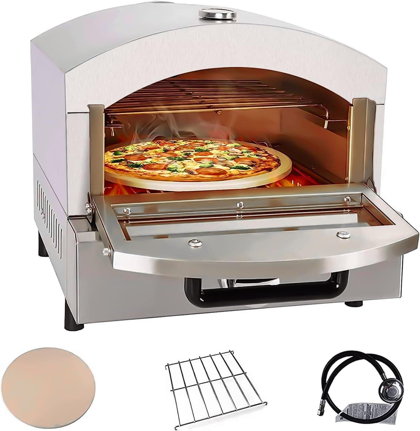 Portable Outdoor Pizza Oven Propane Gas 14in, Stainless Steel