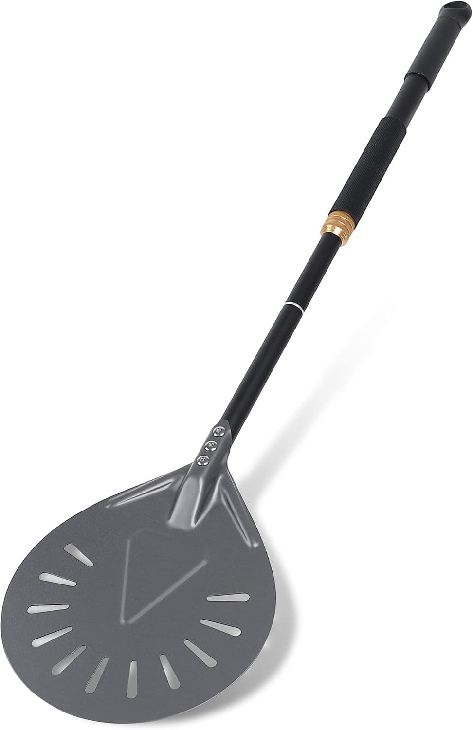8 Inch Aluminum Perforated Pizza Turning Peel with 42" Adjustable Handle