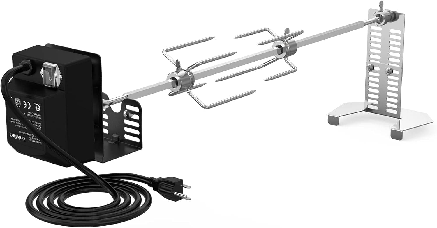 onlyfire Universal BBQ Grill Rotisserie Kit, 110V Motor, 28 Square Spit Rod