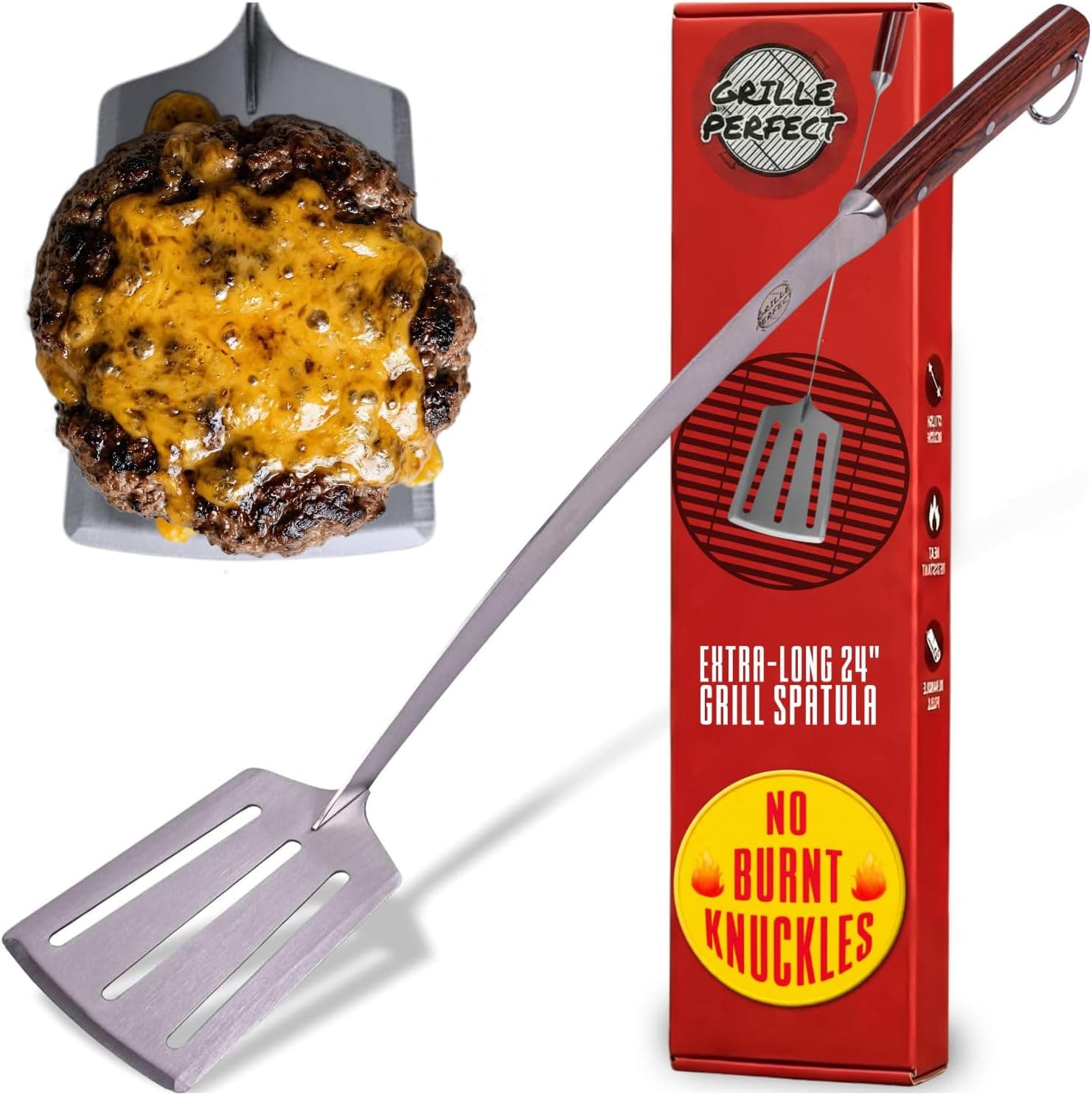 Grill Spatula 24-inch Super Long for Grilling Barbecue Griddle Hardwood Handle