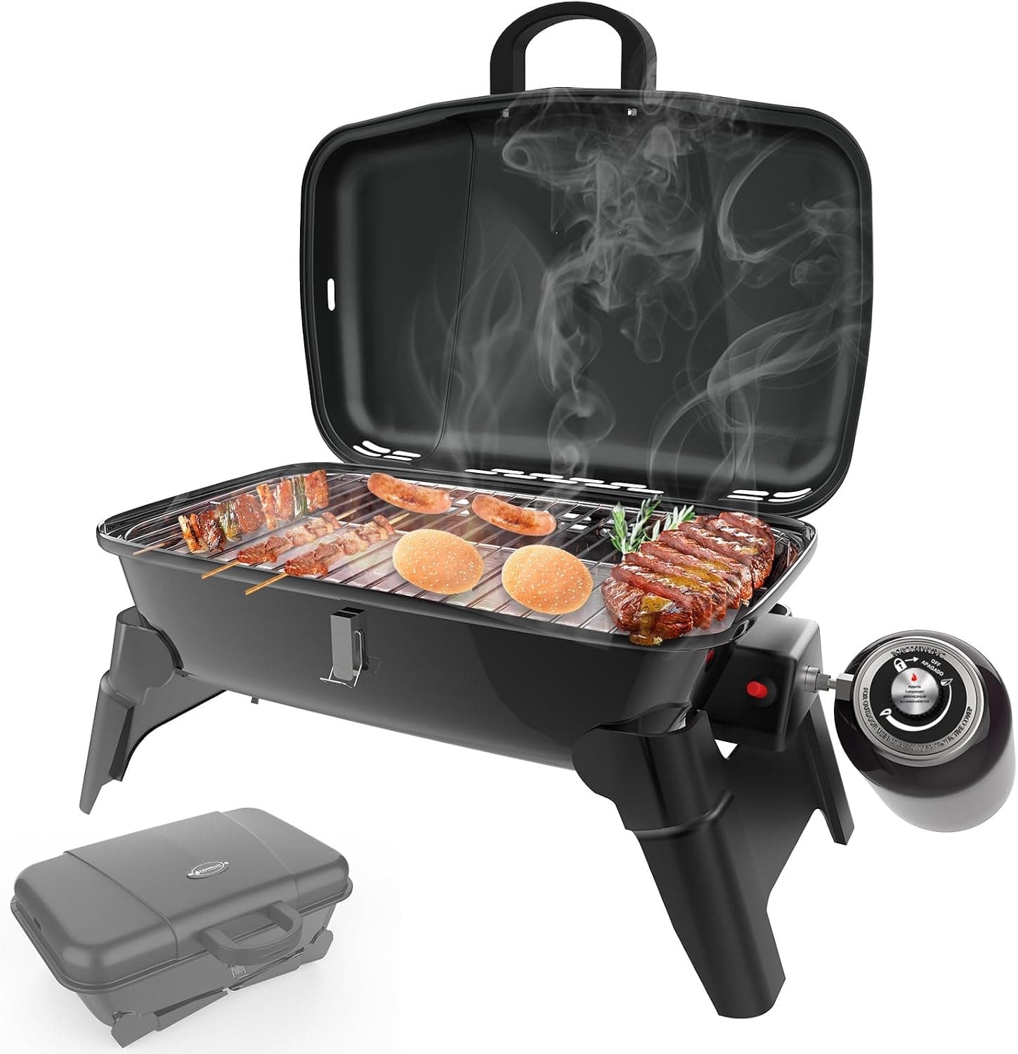 CAMPLUX Small Propane Grill 10000 BTU Portable 189 Sq In Tabletop Black