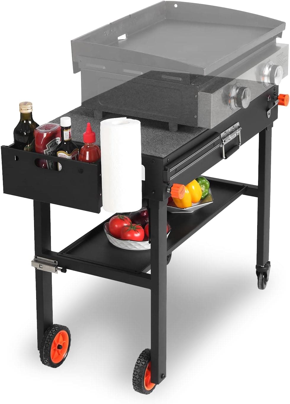 EUTRKei Grill Table for Blackstone Griddle, Portable Griddle Table with Caddy, Fit 17/22in Foldable Stand