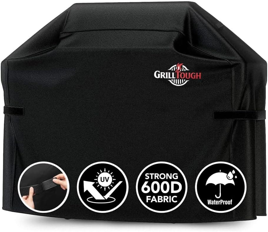 GrillTough Heavy Duty BBQ Grill Cover 58 Inch, Waterproof UV & Fade Resistant, for Weber, Genesis, Charbroil