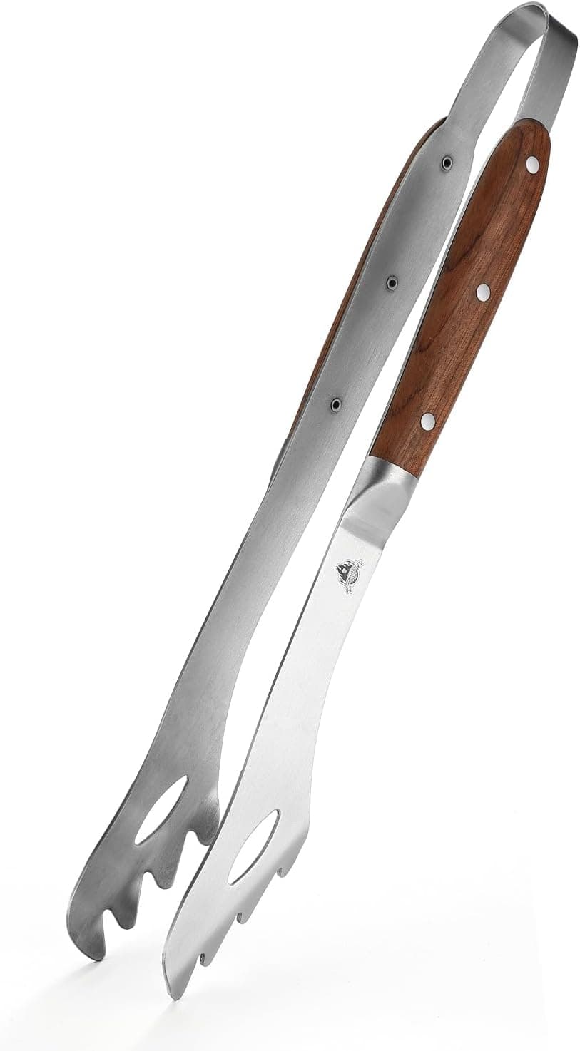 GRILLGEN Heavy Duty Rosewood Handle BBQ Grill Tongs 16.73" Long