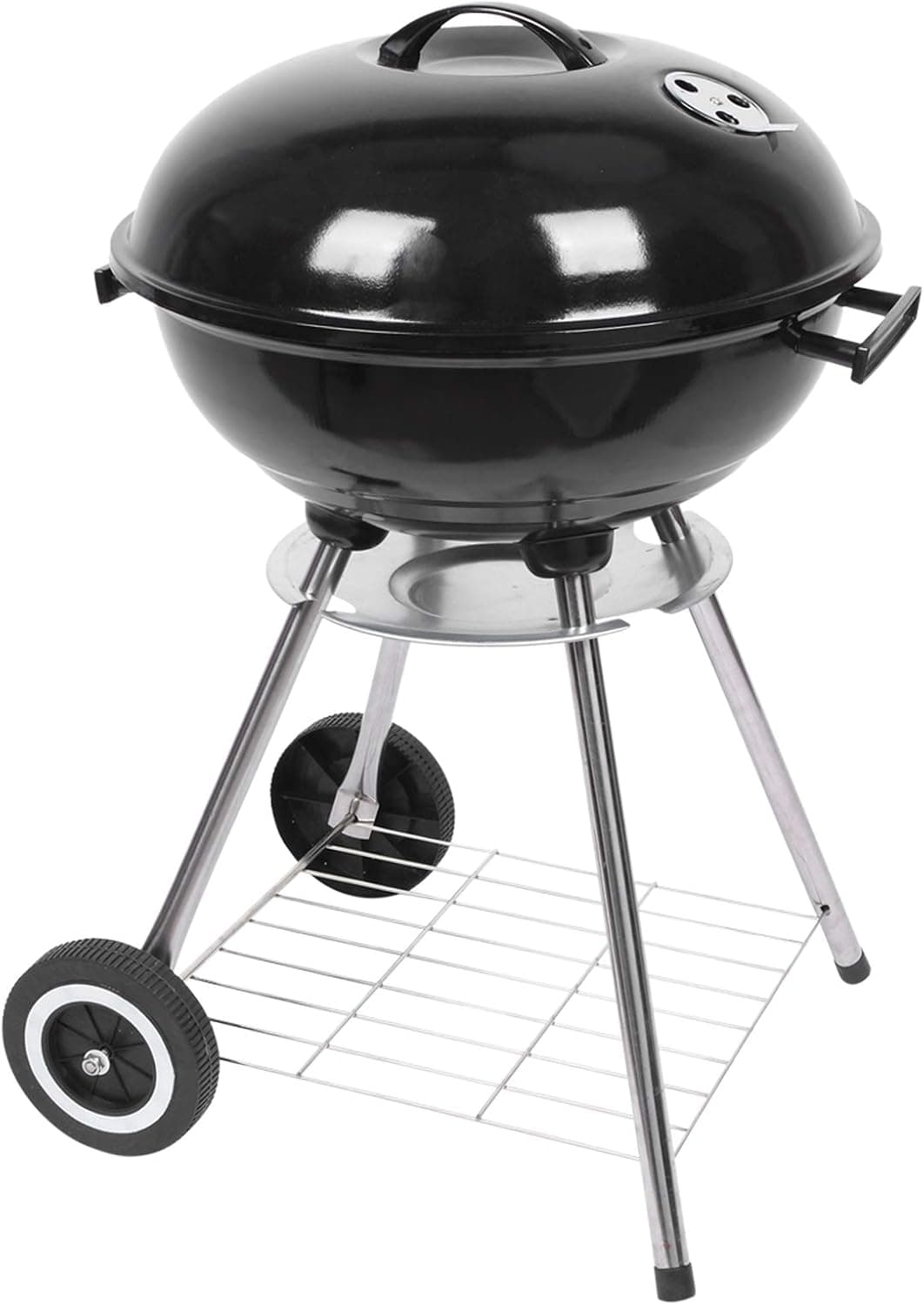 22 Inch Charcoal Kettle Grill with Wheels Thermometer Ash Catcher