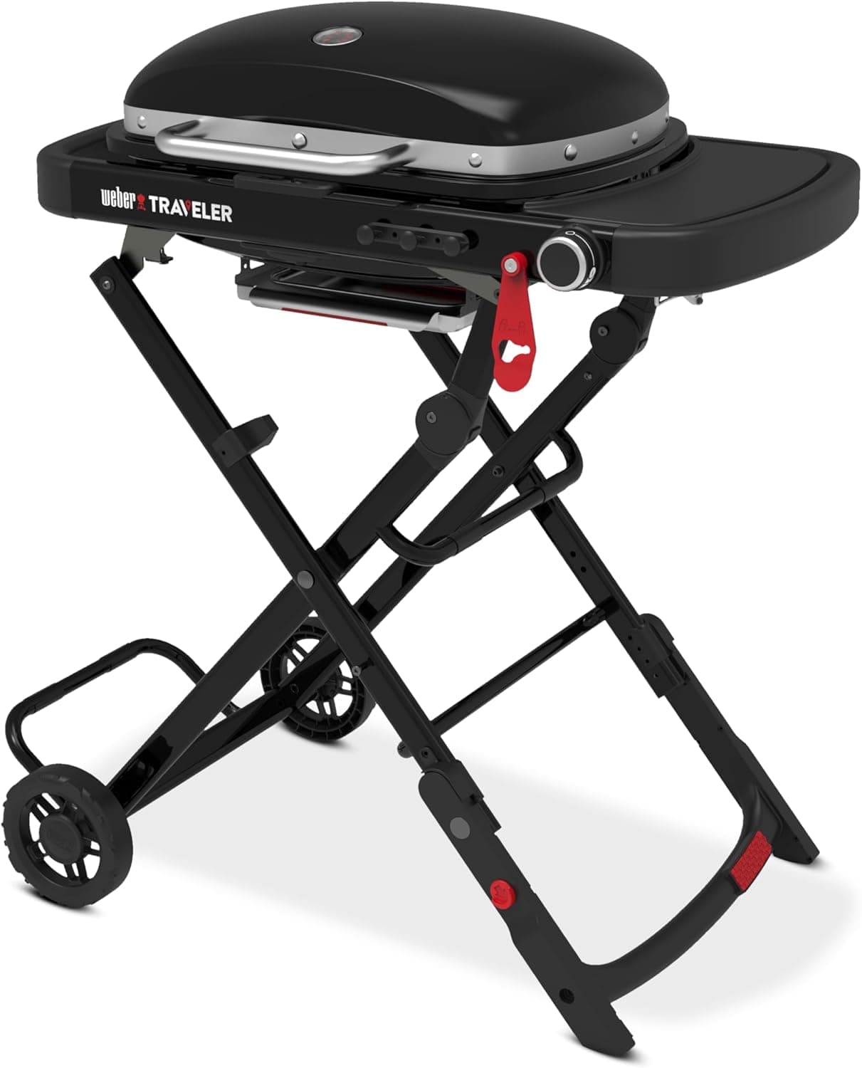 Weber Traveler Compact Portable Liquid Propane Gas Grill, 1 Burner, Black
