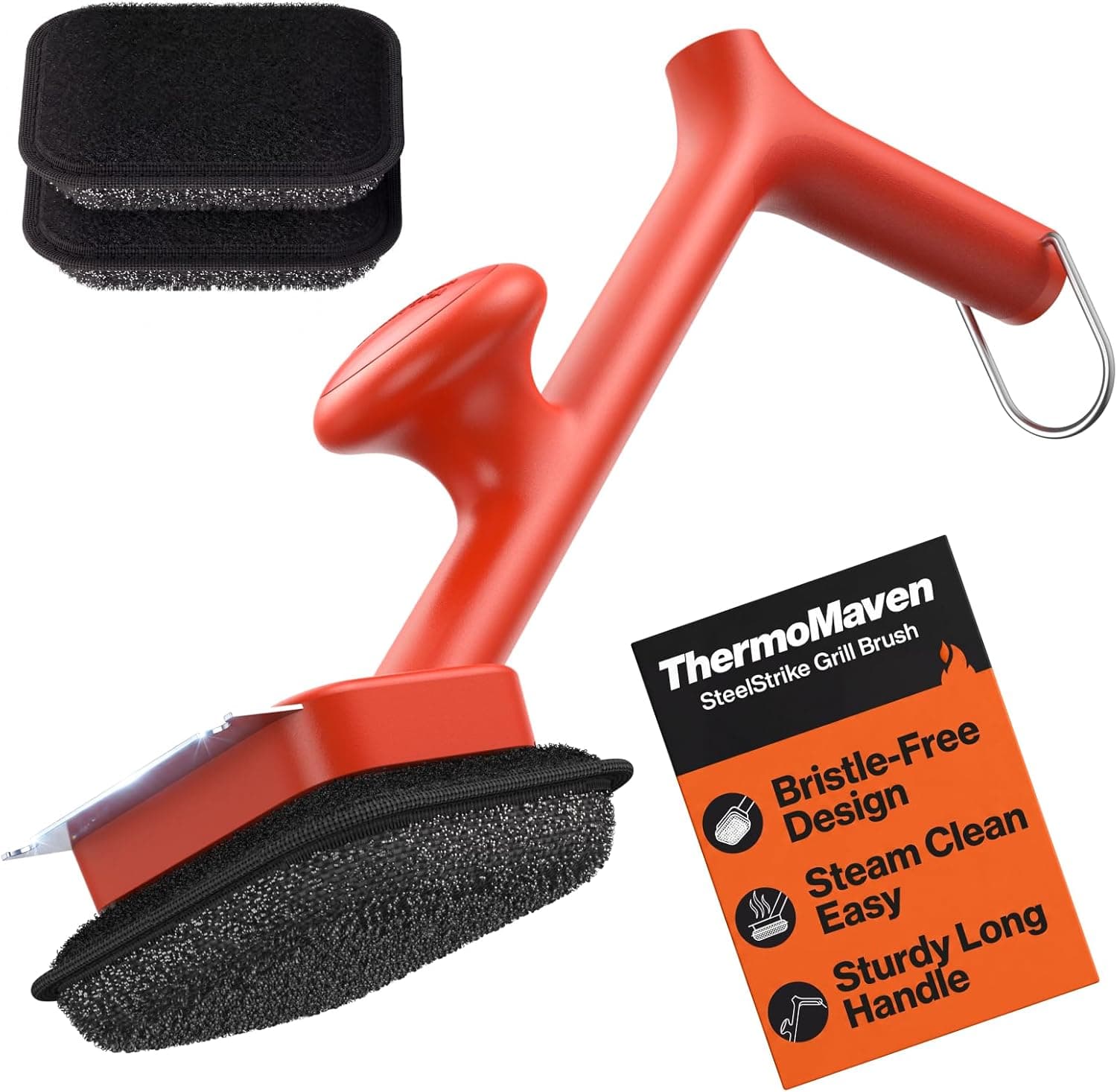 ThermoMaven Bristle-Free BBQ Grill Brush 17" Cool-Touch Handle 3 Heads