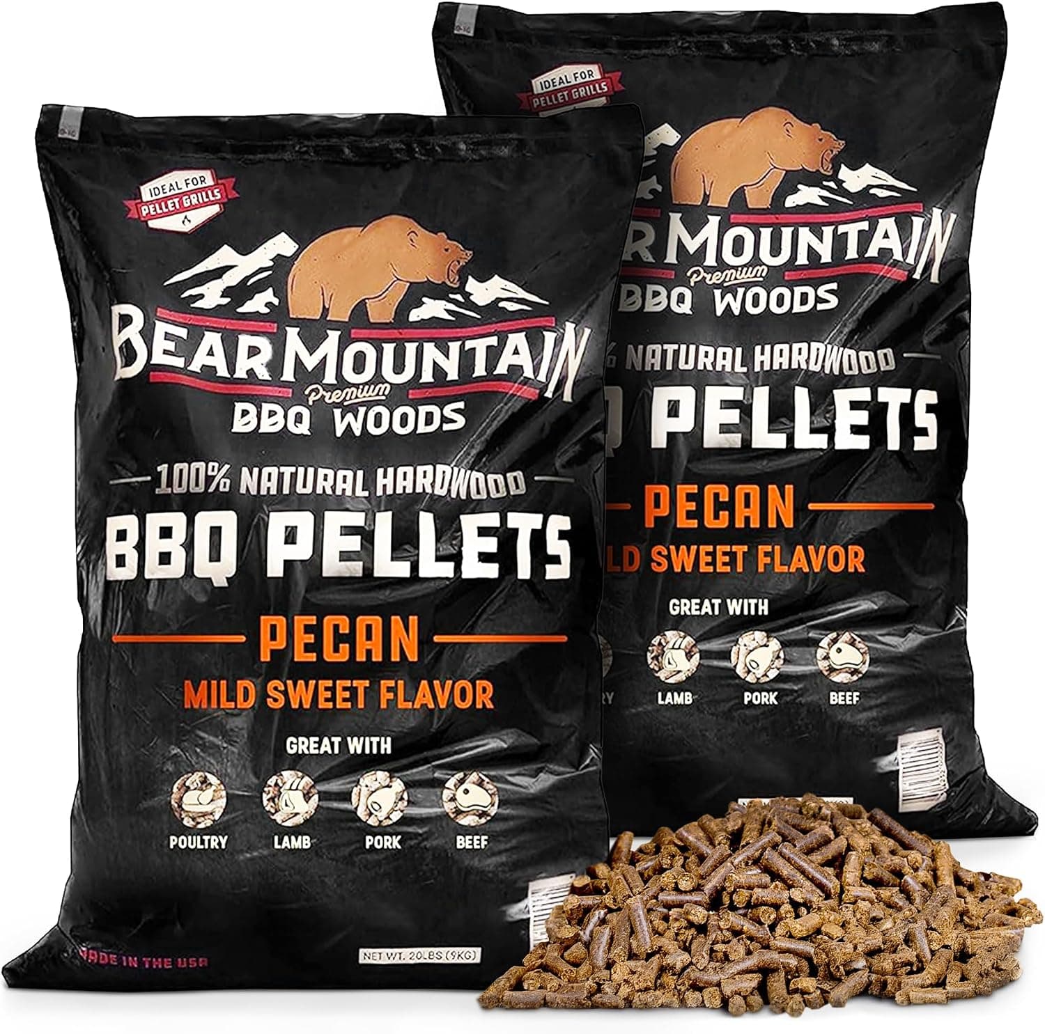 Bear Mountain 2-Pack Pecan BBQ Wood Pellets 20 lb Bag