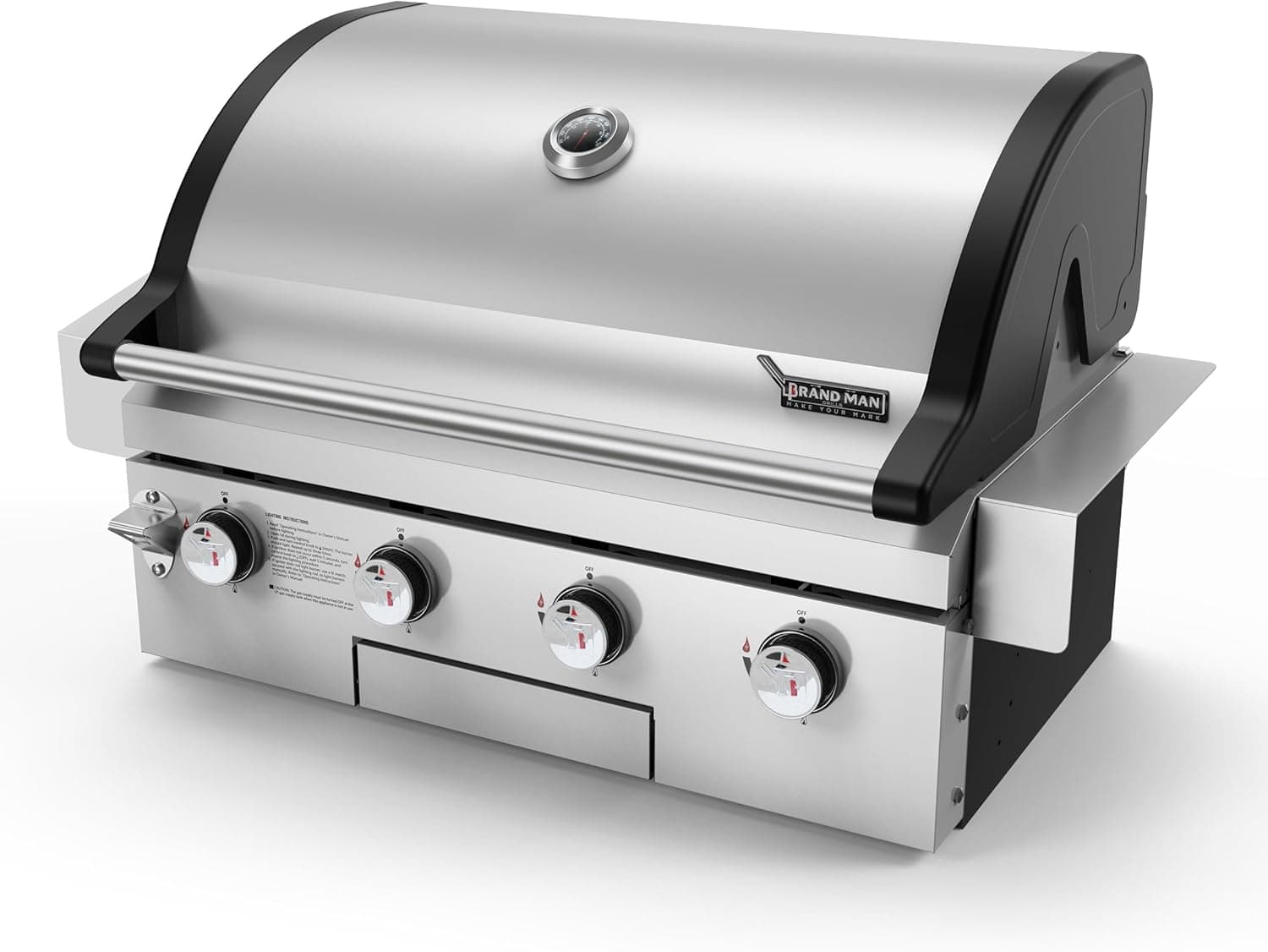 Brand-Man Gas Grill Built-In Head 30-Inch 4-Burner NG Convertible 304 Stainless