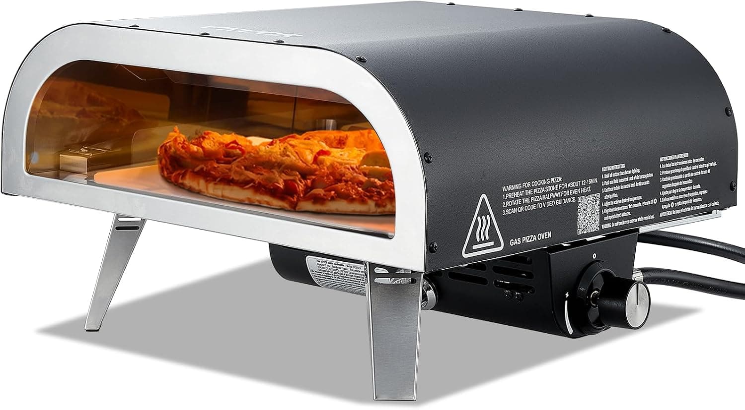 VEVOR Propane Outdoor Pizza Oven 12 Inch, Max 1000F, with Pizza Stone