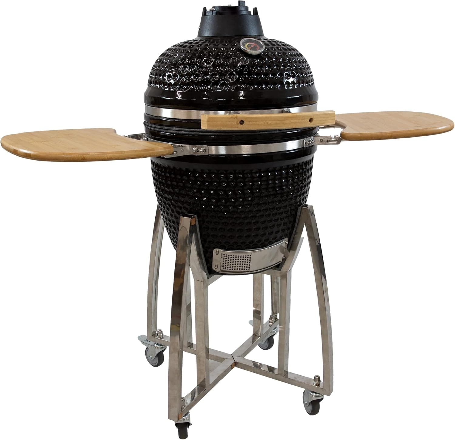 Sunnydaze 18 in. Ceramic Kamado Egg Charcoal Grill and Smoker, Black, APX-4381
