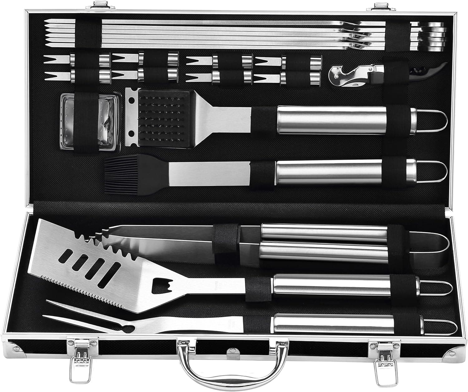 Grilljoy BBQ Accessories Grill Tools Set - 22PCS Stainless Steel w/ Case