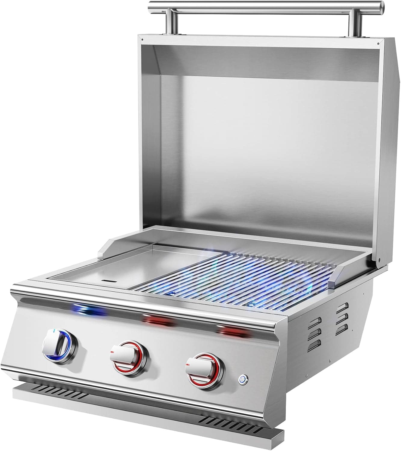 Livory 26 Inch BBQ Head Griddle Grill Combo Built-in Natural Gas 3-Burner