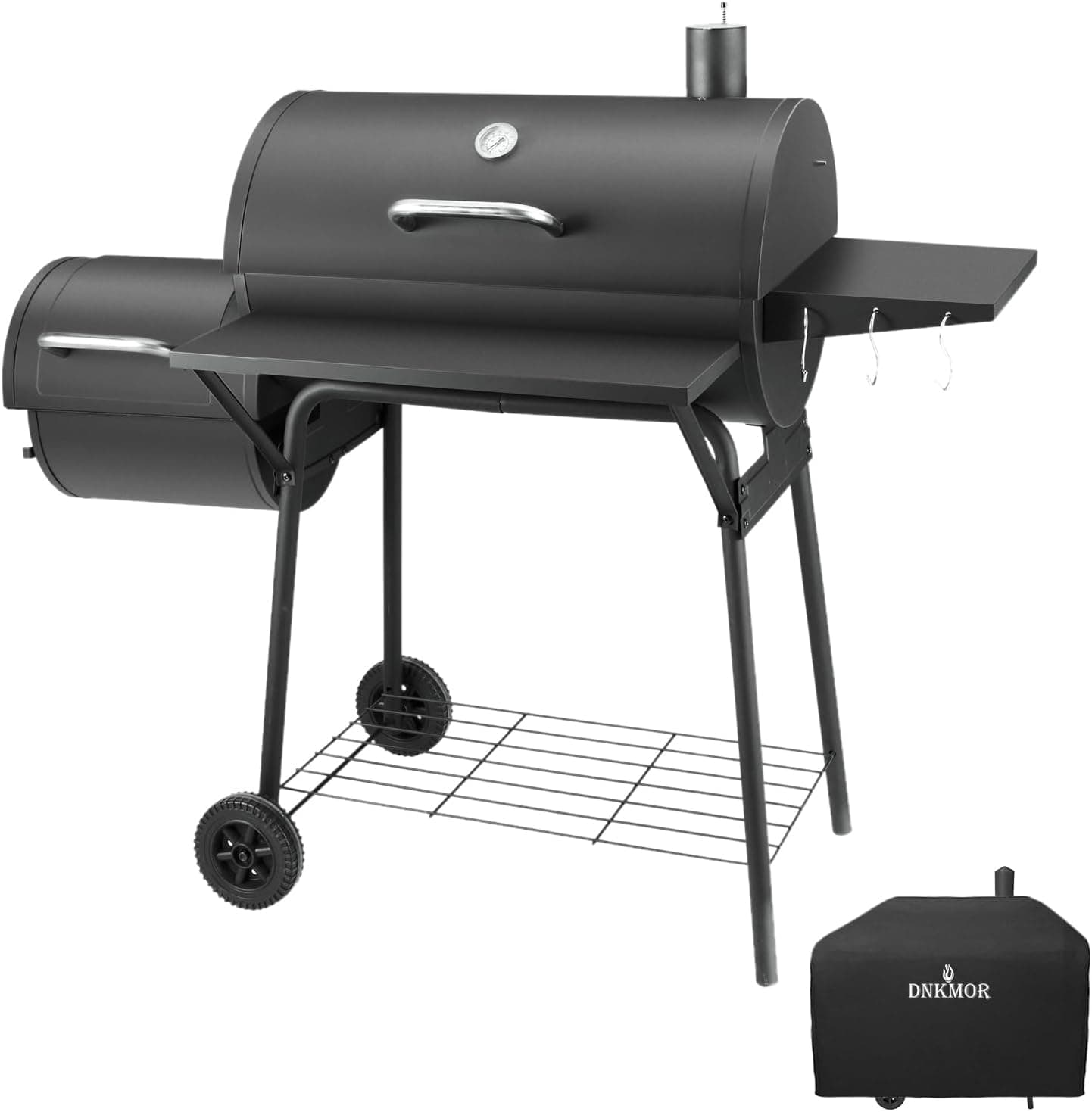 DNKMOR Charcoal Grill with Offset Smoker, 714 Square Inches, Black