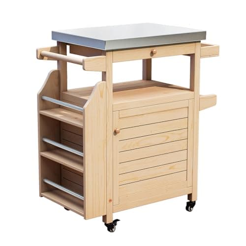 Girarvs Outdoor Grill Table with 304 Stainless Steel Top, BBQ Prep Cart